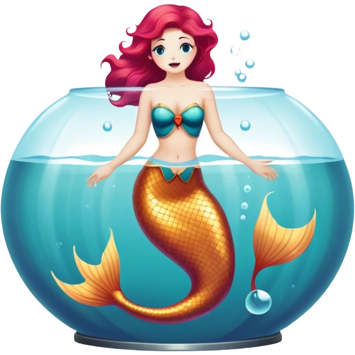 Vintage circus mermaid submerged in water tank emoji