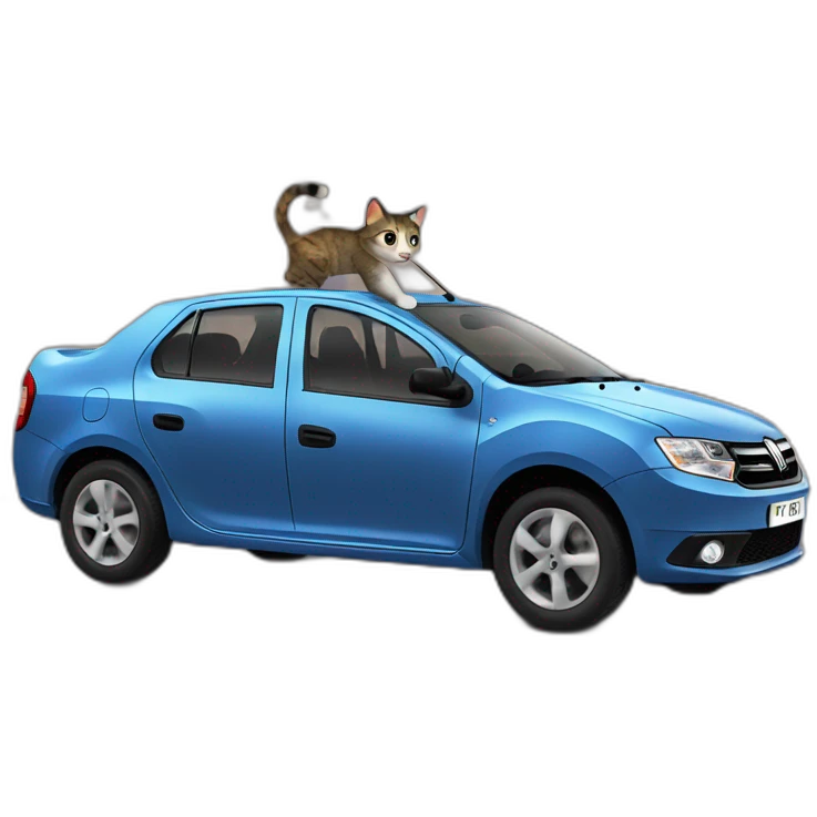 Dacia logan driving by a cat emoji