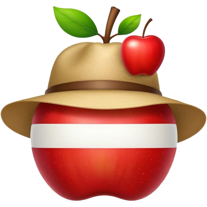 a logo of a hat sitting on top of an apple emoji