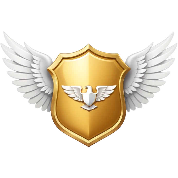 Gold shield with white wings and a VIP text label positioned below the center of the shield, simplified clean design emoji