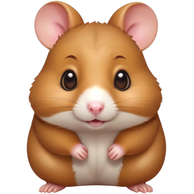 Cinematic Cute Brown Hamster Portrait Emoji, Head tilted playfully and inquisitively, featuring a glossy, rich brown coat with a delicate sheen, round, sparkling dark eyes filled with curiosity, Simplified yet irresistibly adorable features, highly detailed, glowing with a warm, friendly glow, high shine, affectionate and lively, stylized with a touch of whimsy, bright and endearing, soft glowing outline, capturing the essence of a mischievous yet loving hamster, so playful it feels like it could dash out of the screen and into your arms! emoji