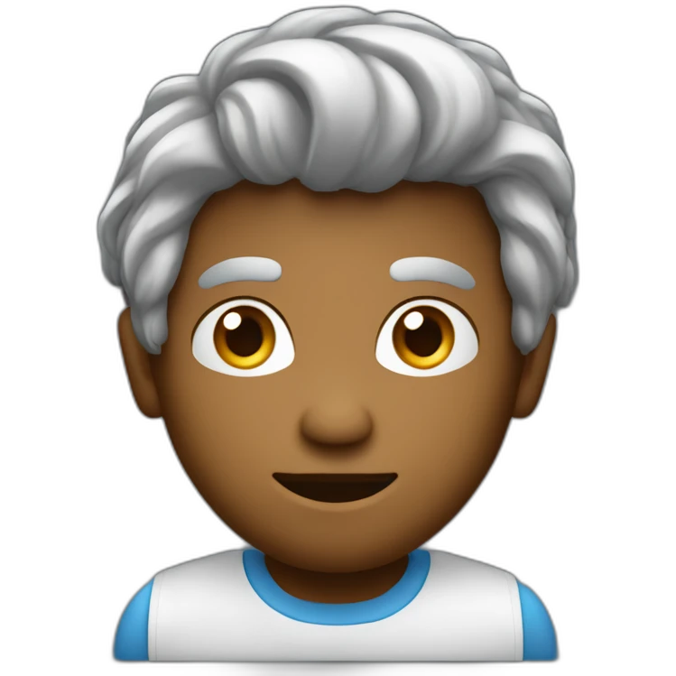 Homme avec des cheveux noir devant un ordinateur emoji