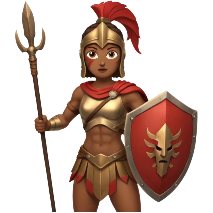 woman spartan warrior holding spear and shield emoji