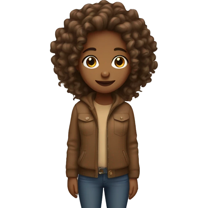 mountain brown girl with curly long hair emoji