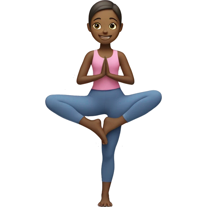 smiling girl in yoga outfit Virabhadrasana emoji