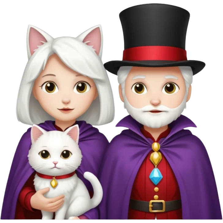 magician couple and their pet cat emoji