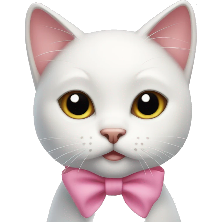 cute white cat with pink bows emoji