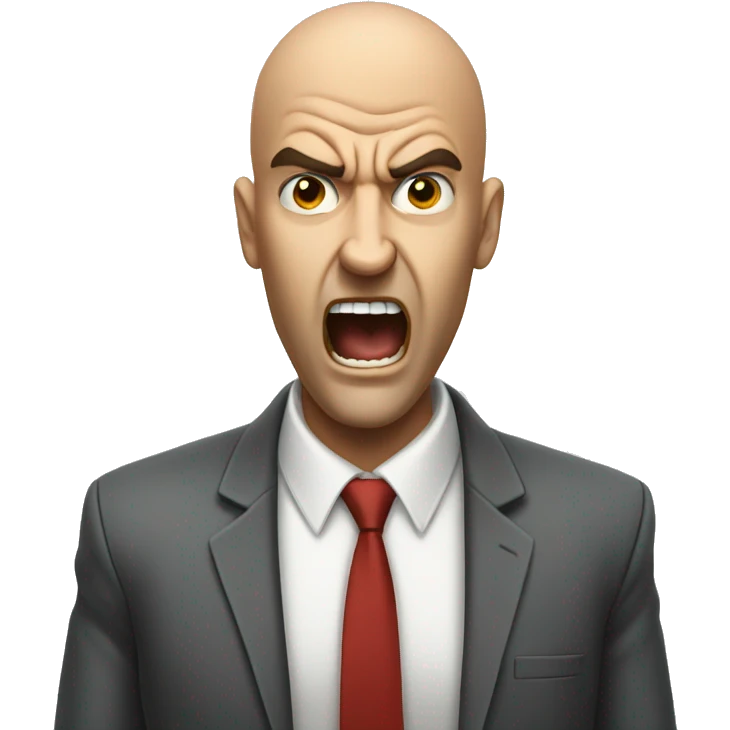 Mad bald boss screaming at worker to get the job done emoji