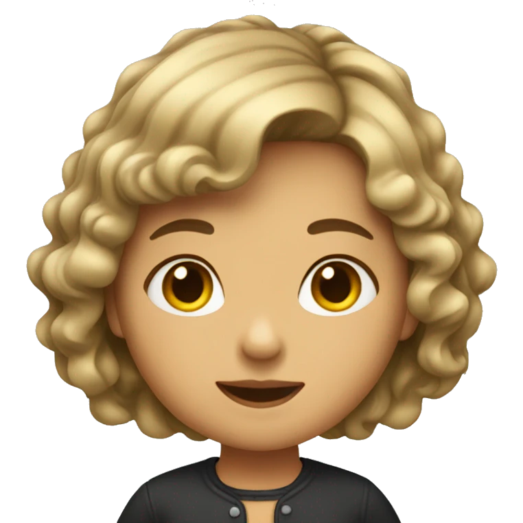 A girl with short hair and wave on her hair  emoji