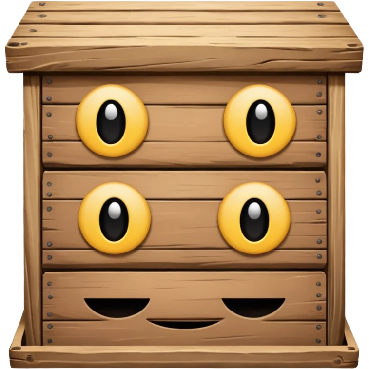 Draw a box made of three non-fruit wooden boards with a front view
 emoji