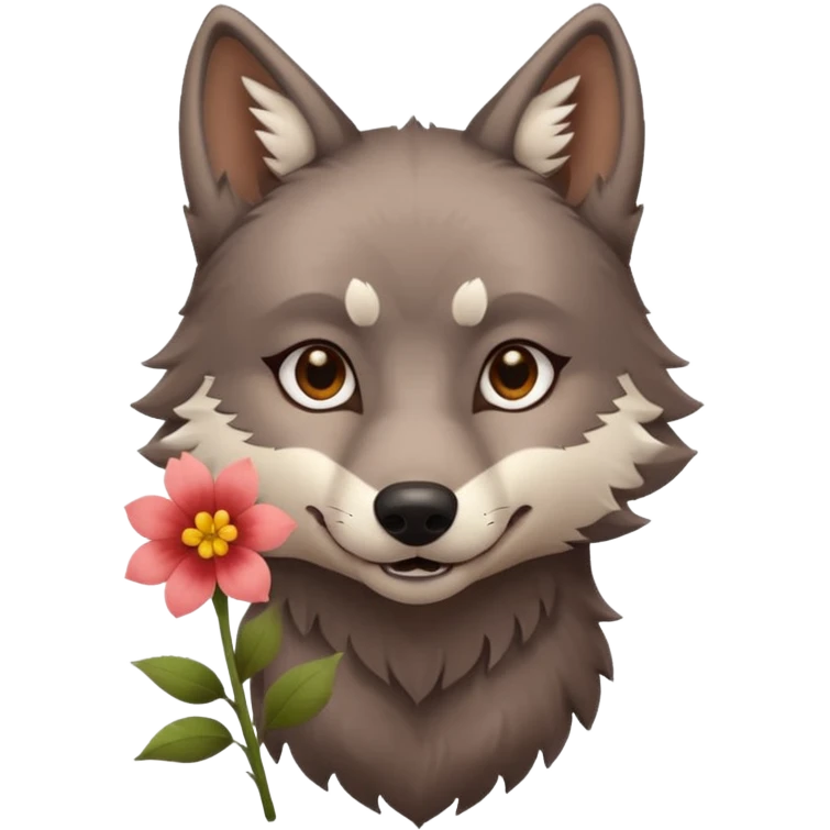 wolf holds flower emoji
