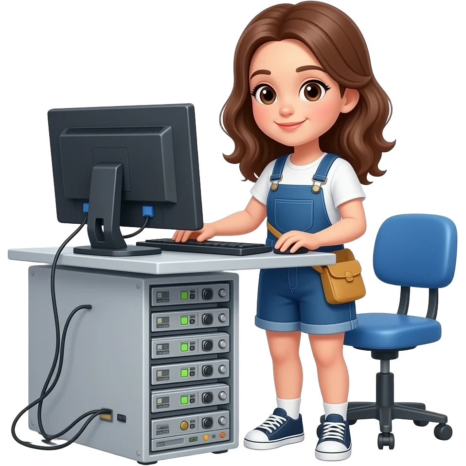 MANTENIMIENTO LÓGICO chica de peloondulado cafe, computo tecnolodgia mantenimiento emoji