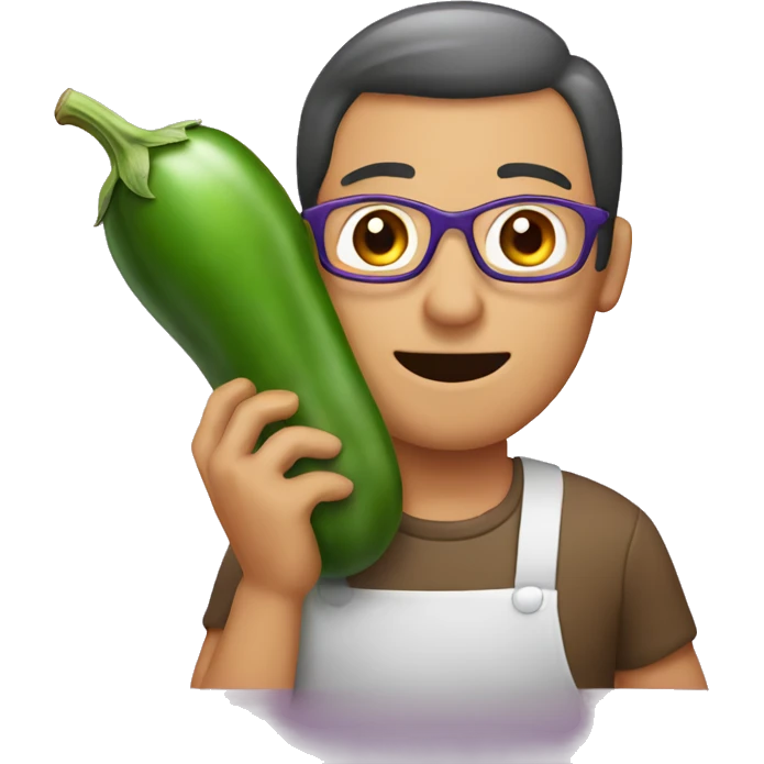 A man is holding an eggplant emoji