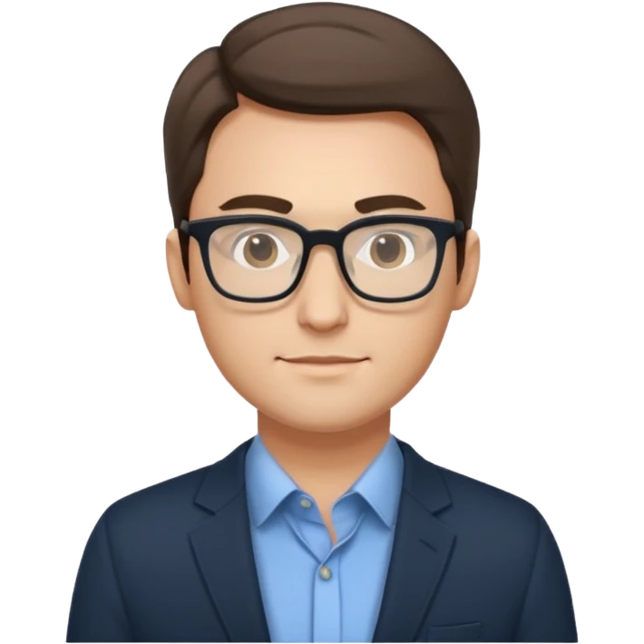 a man in his early 30s wearing glasses for a tech company emoji