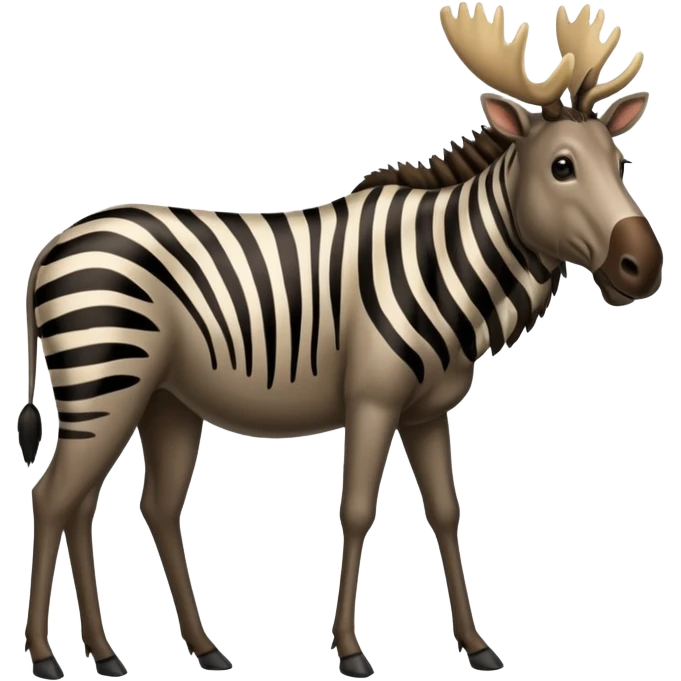 Realistic wildebeest-Zebra-moose-hybrid, full body emoji