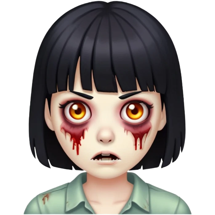 Um zombie com franja e cabelo preto  emoji