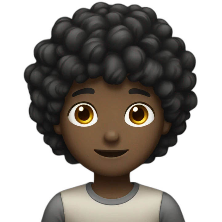 Black hair boy talking with brown eyes emoji