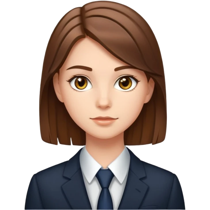 A white girl with shiny brown hair. Hazel eyes, 17 years old. And wearing nice suit. Which is a good exploder emoji