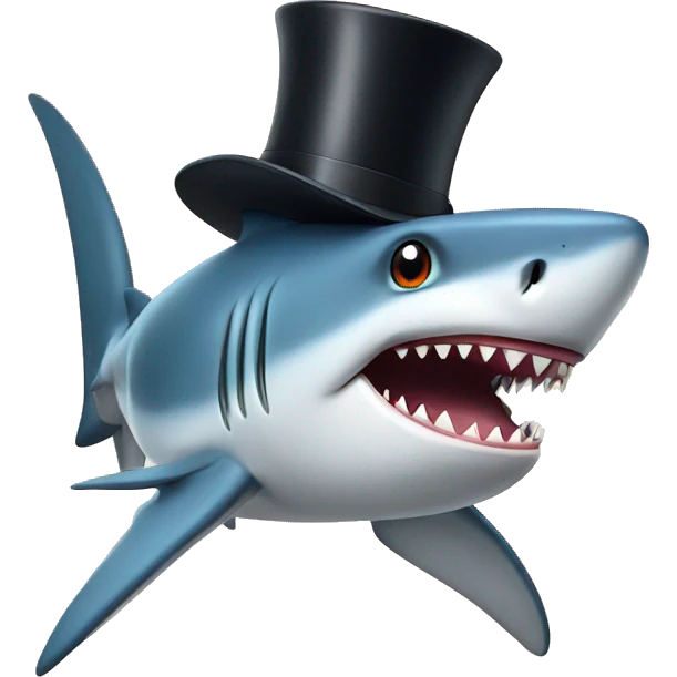 Shark with a top hat emoji