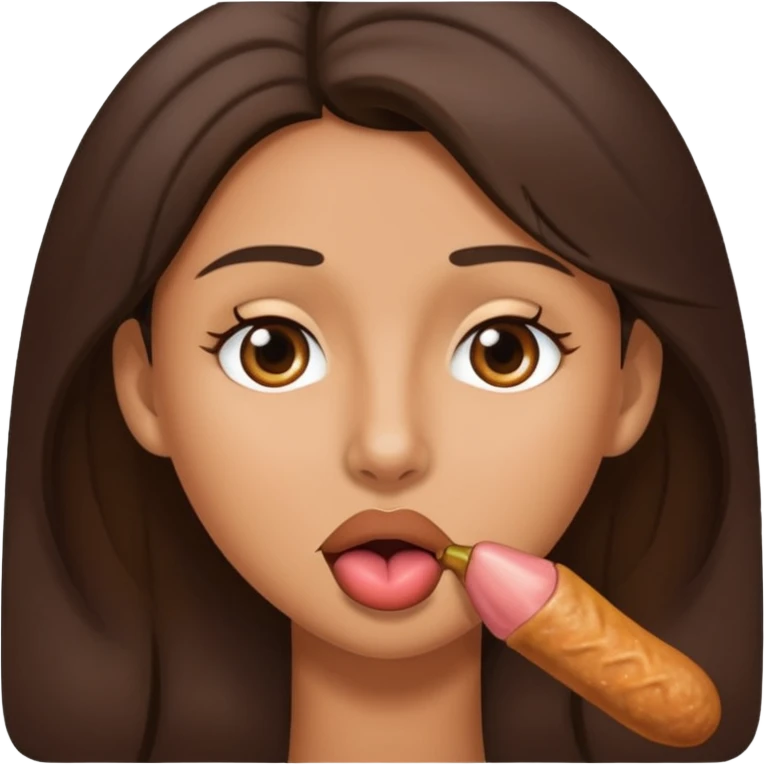 Brunette with male dick in mouth emoji