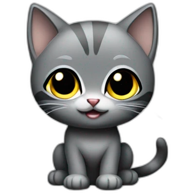 full body grey and black playful baby skinny cat emoji