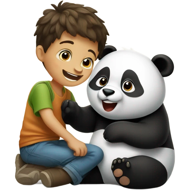 Boy picking his nose with a panda emoji