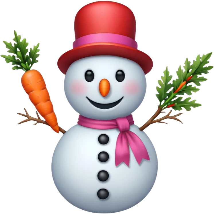 Red snowman with pink bow emoji
