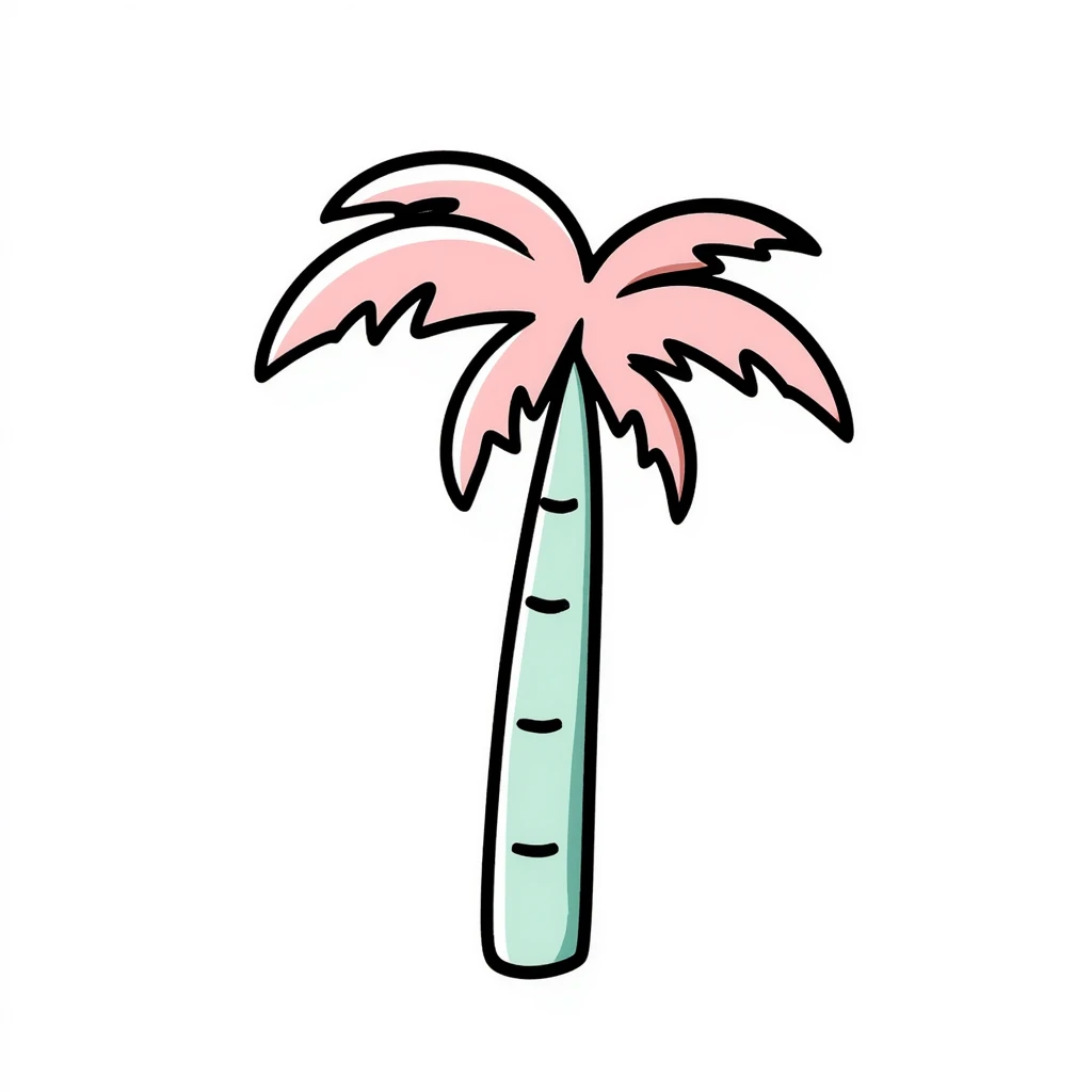 palm tree with pastel mint trunk and pastel pink leaves emoji