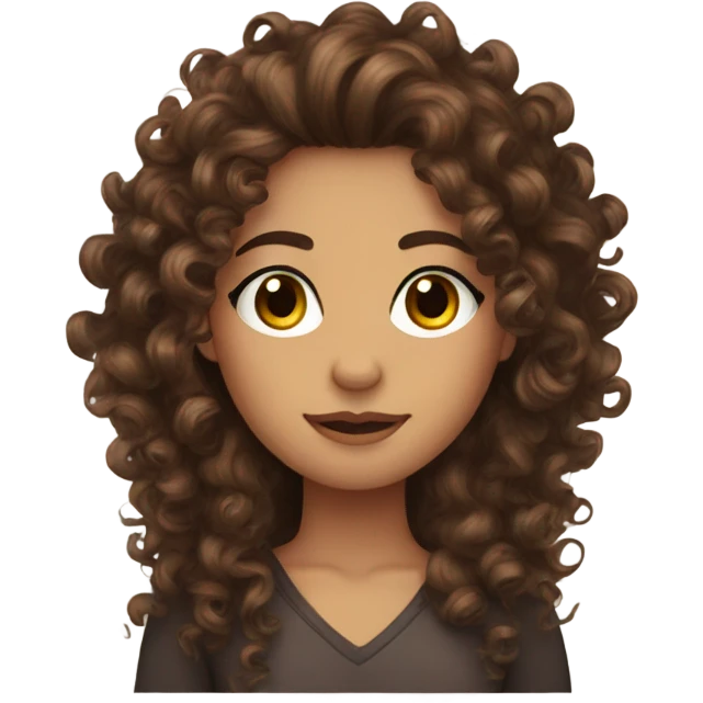 Curly brown hair long eyelashes emoji
