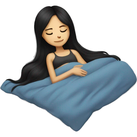 Brünette, long staight black hair Girl sleeping  emoji