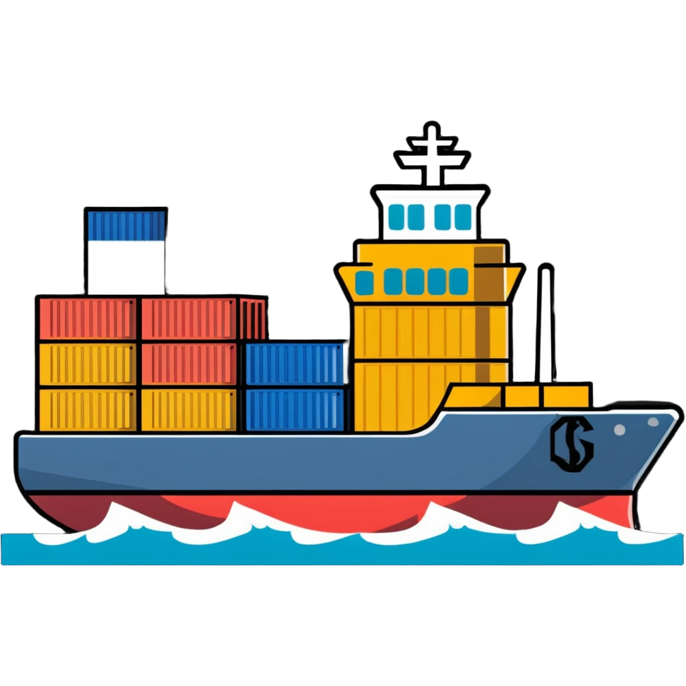 Cargo container ship in ocean emoji