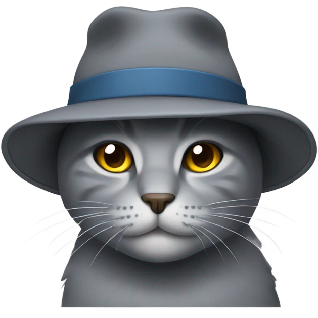 Grey cat wearing a hat emoji