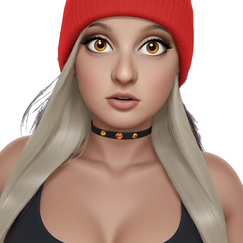 girl in hat with choker emoji