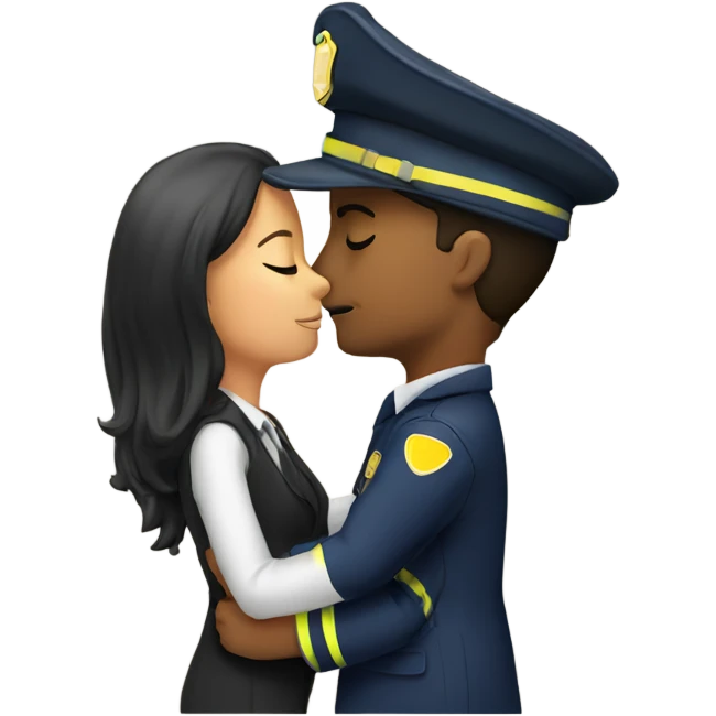 Female attorney kissing male fireman  emoji