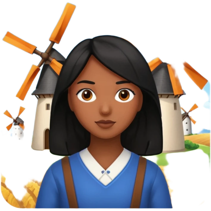 Black Hair People with  Windmills emoji