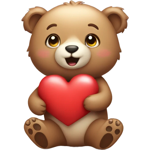 Cute bear holding a heart in the air  emoji