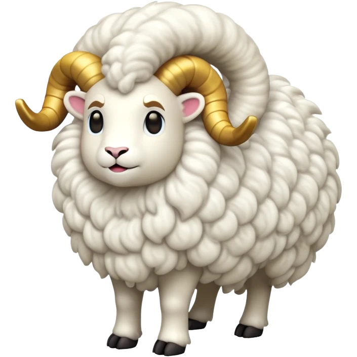 cinematic-[ram]-realistic-full-body-standing-emoji,-tail-flicking-lazily,-head-tilted-dramatically,-curly-[white]-fur,-simplified-yet-realistic-focused-features,-highly-detailed,-glowing-with-an-almost-sarcastic-glow emoji