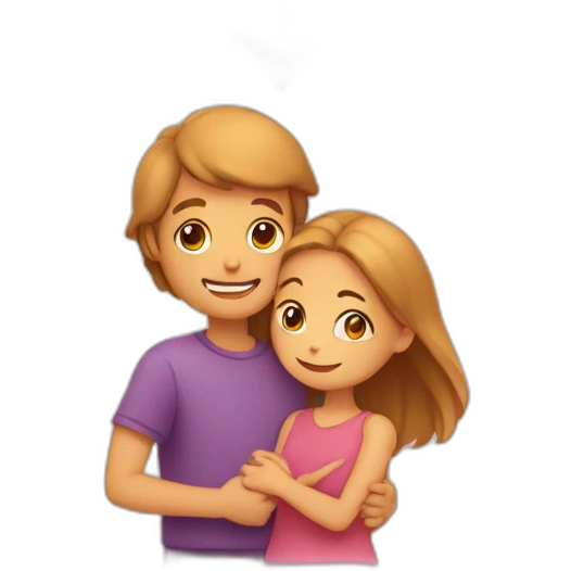 A Guy and a girl hugging with hearts emoji