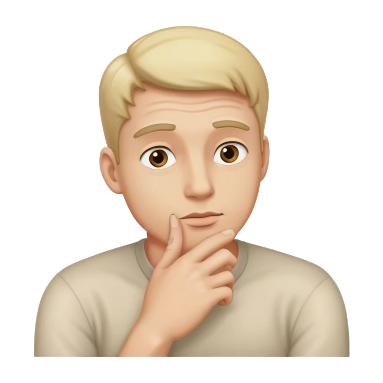 guy thinking with his hand on his chin emoji