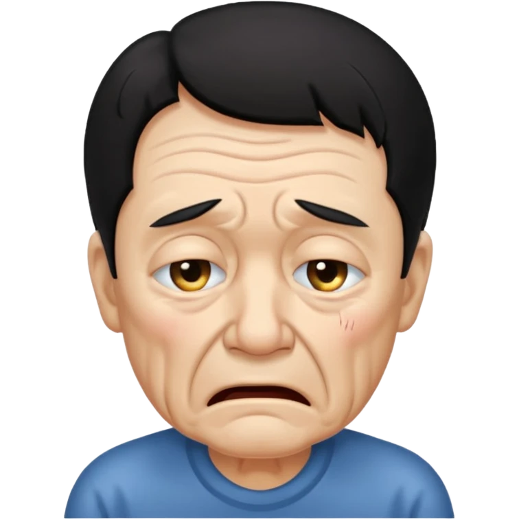 old man crying with black hair emoji