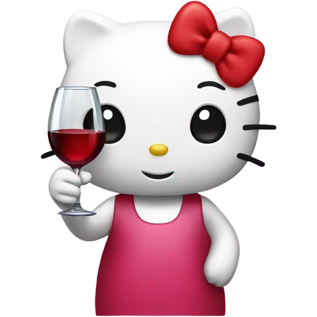 Hello Kitty drinking red wine emoji