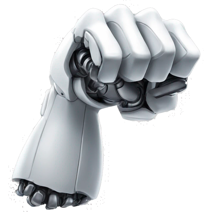 white mechanical cyborg bicep flexing emoji