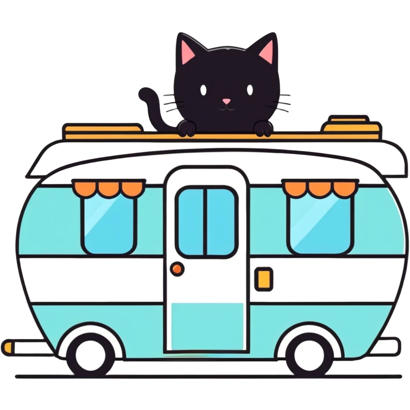 Black cat in a motorhome emoji