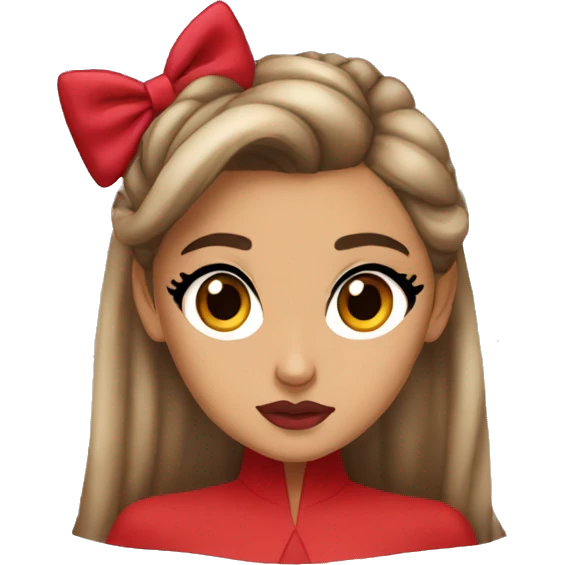 Ariana Grande wearing a red gown and pouting  emoji