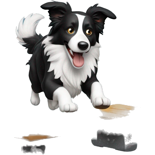 Border collie jumping over anvil emoji