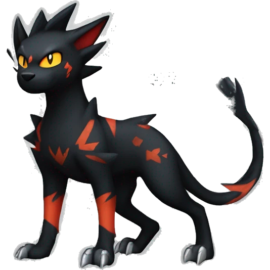 Cool Edgy Litten-Houndoom-Luxray Fakémon Digimon with Edgy markings, full body, outlined emoji
