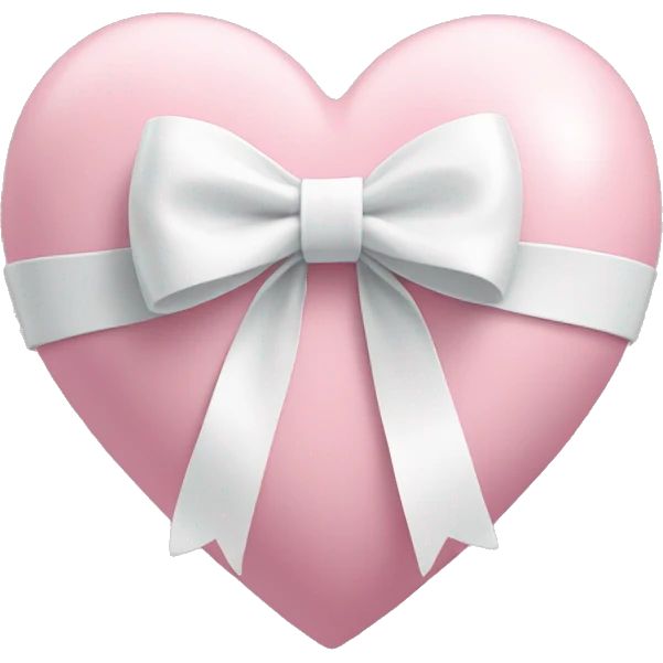 Pastel pink heart with white bow emoji