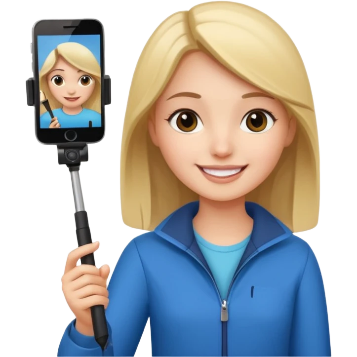 girl with phone selfie stick emoji