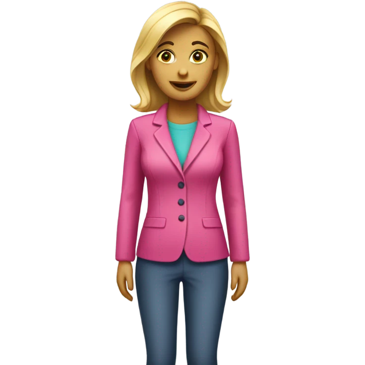white female employee in intensive pink clothes emoji