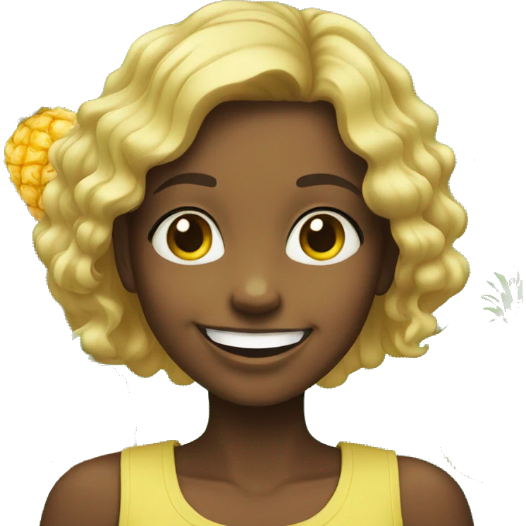 Smiling girl with pineapples emoji